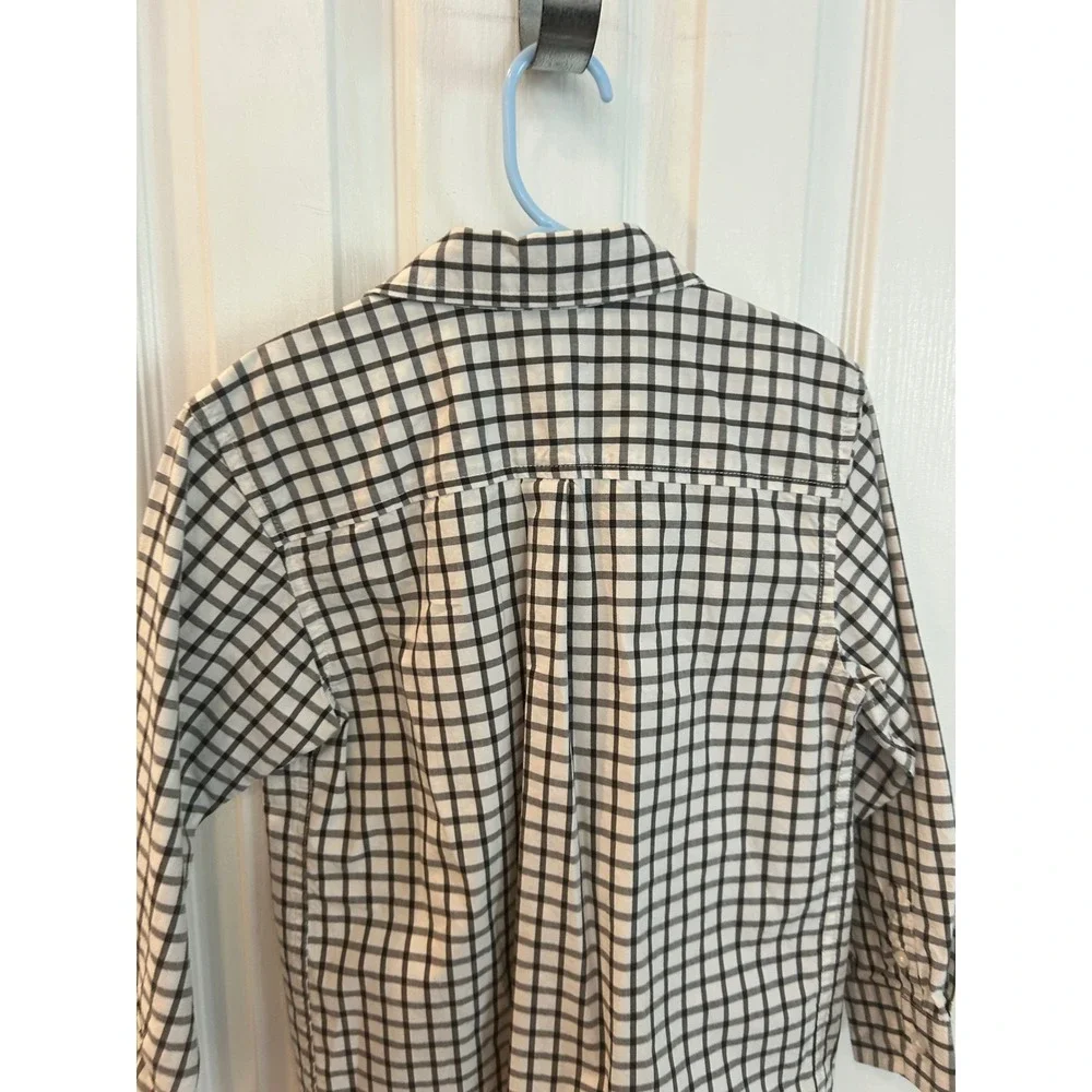 Gymboree Button Down Shirt‎ Black White Grid Check Long Sleeve Kids S 5-6 Top